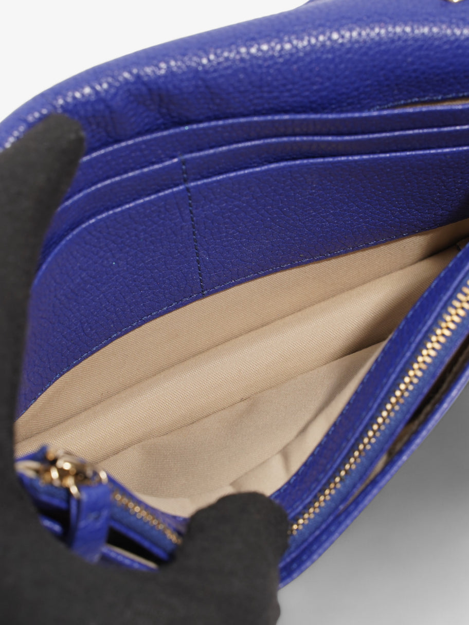 Mulberry Bayswater Clutch Wallet On Chain Blue Leather Image 8