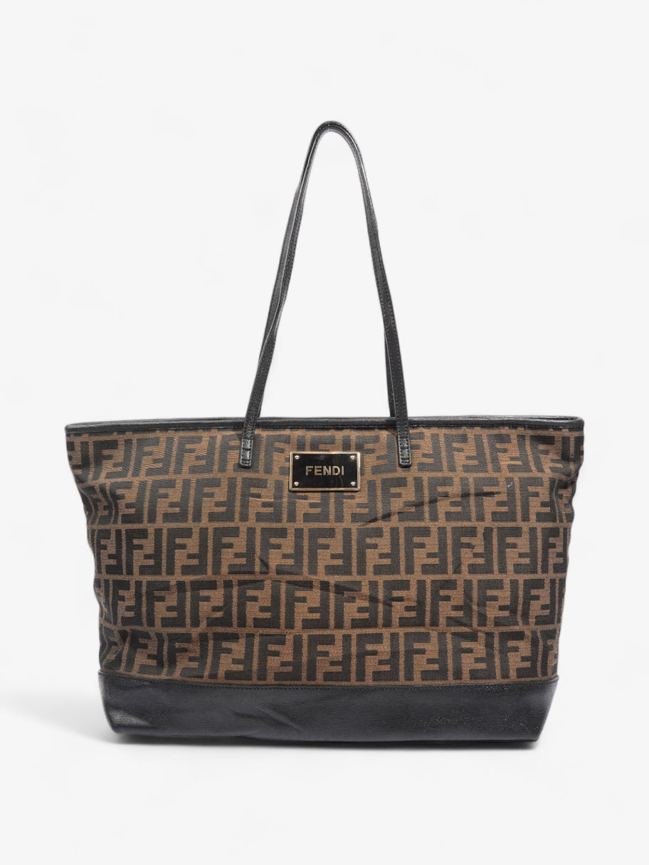 Fendi Roll Tote Tobacco / Black Zucca Canvas Image 1