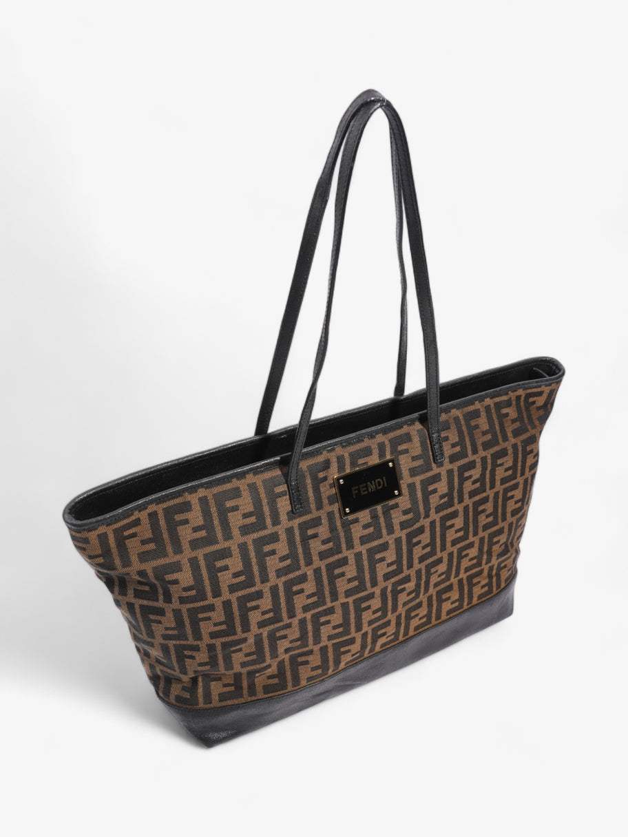 Fendi Roll Tote Tobacco / Black Zucca Canvas Image 7