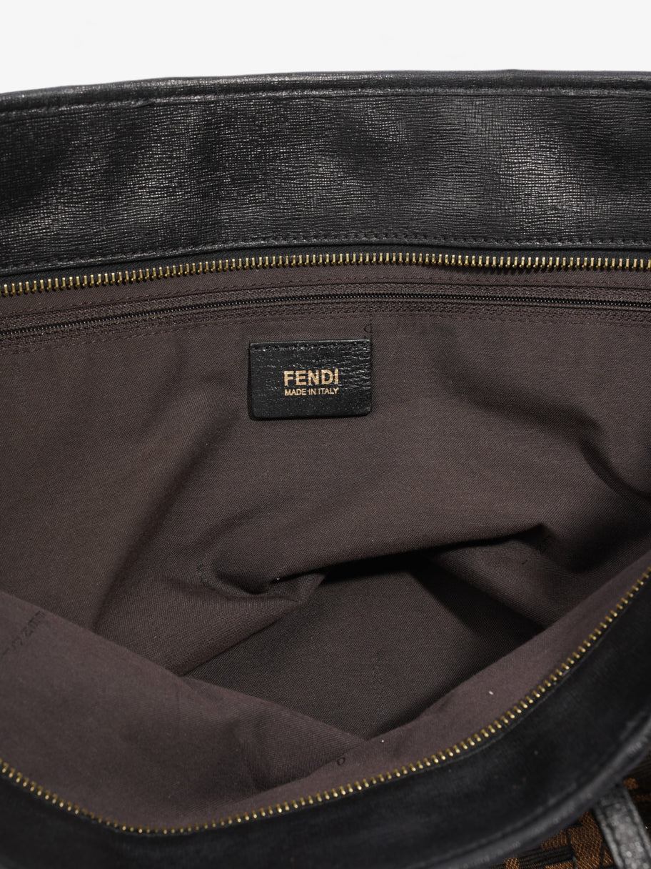 Fendi Roll Tote Tobacco / Black Zucca Canvas Image 8