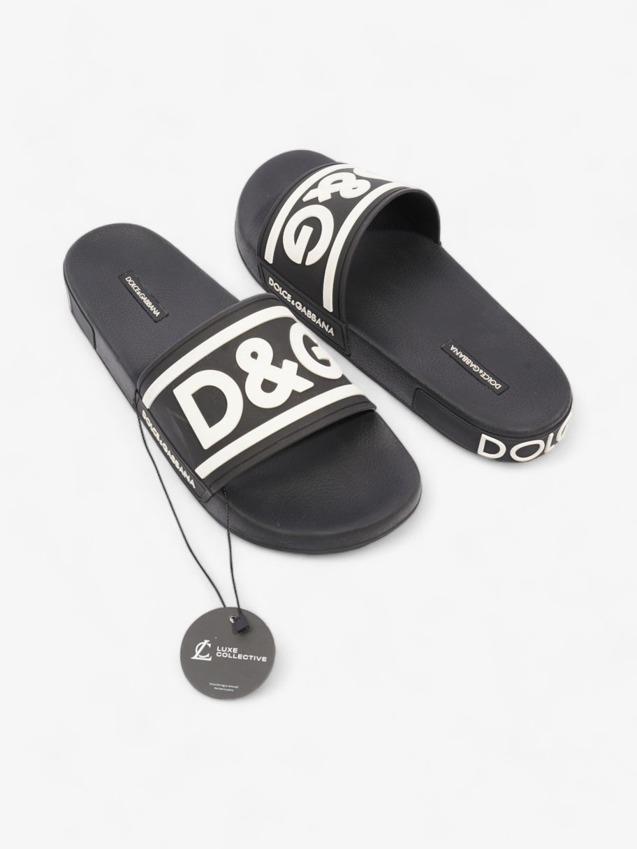 Dolce and Gabbana Logo Print Slides Black / White Rubber EU 44 UK 10 Image 10