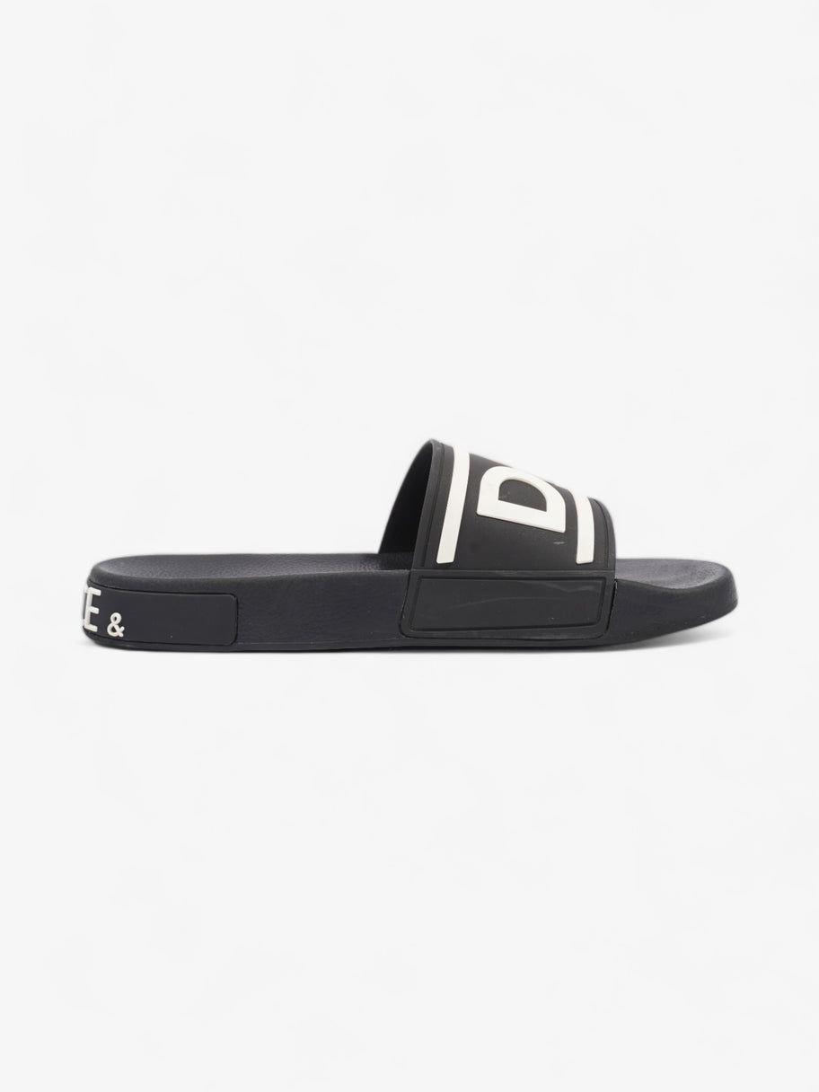 Dolce and Gabbana Logo Print Slides Black / White Rubber EU 44 UK 10 Image 4