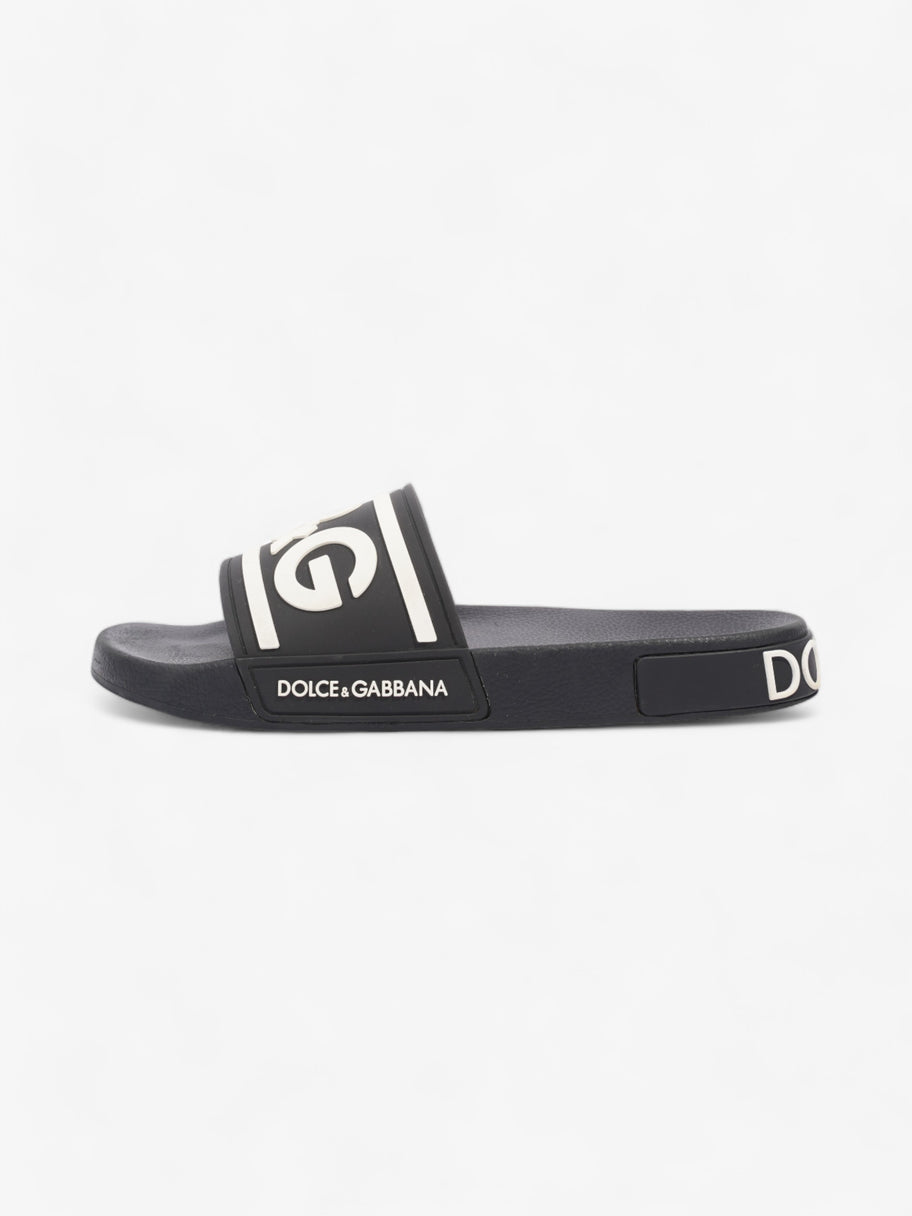 Dolce and Gabbana Logo Print Slides Black / White Rubber EU 44 UK 10 Image 5