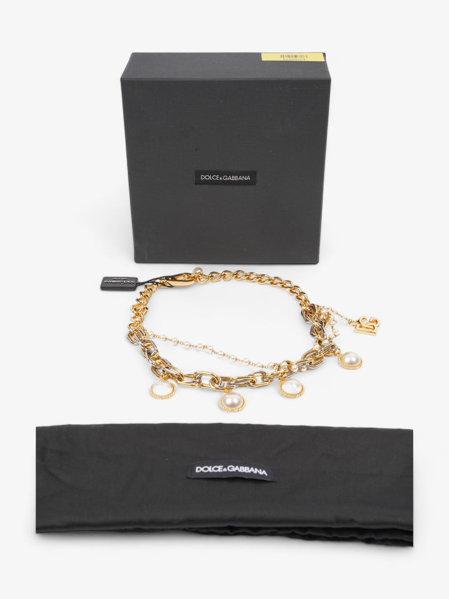 Dolce and Gabbana DG Pearl Chain Necklace Gold / Silver / Pearl Brass Image 5