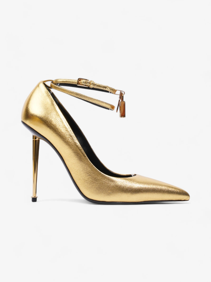  Tom Ford Padlock Heels 100 Gold Leather EU 38 UK 5