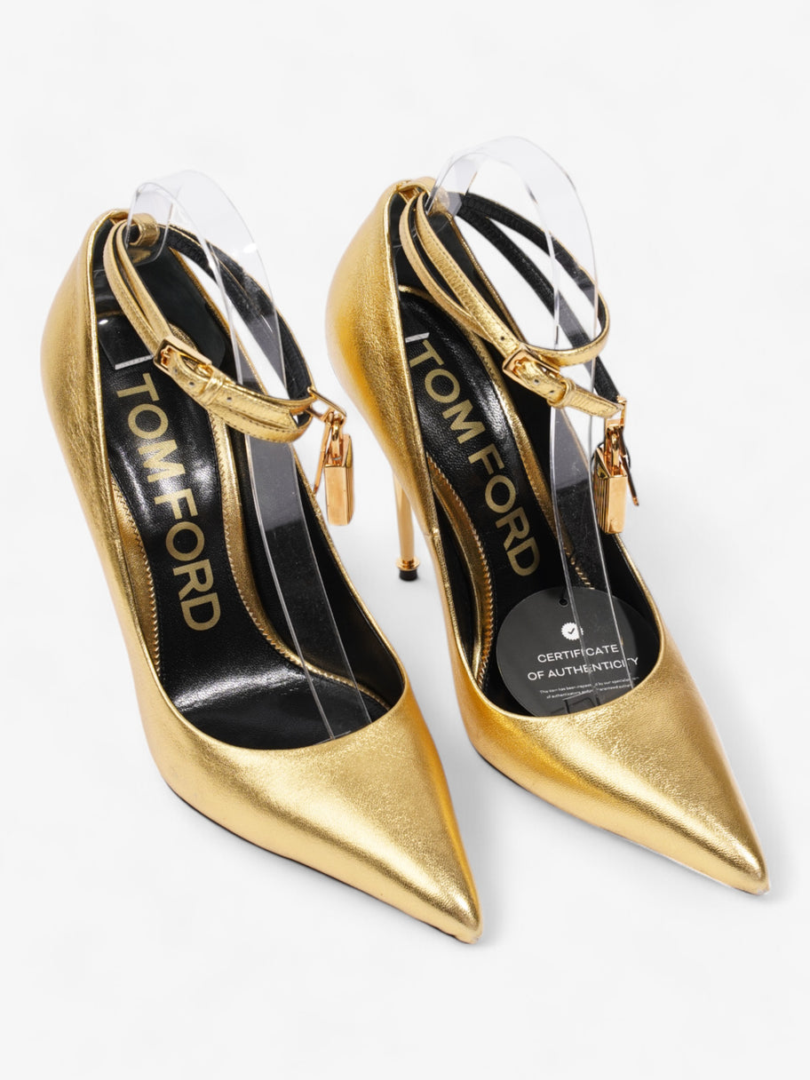 Tom Ford Padlock Heels 100 Gold Leather EU 38 UK 5 Image 10