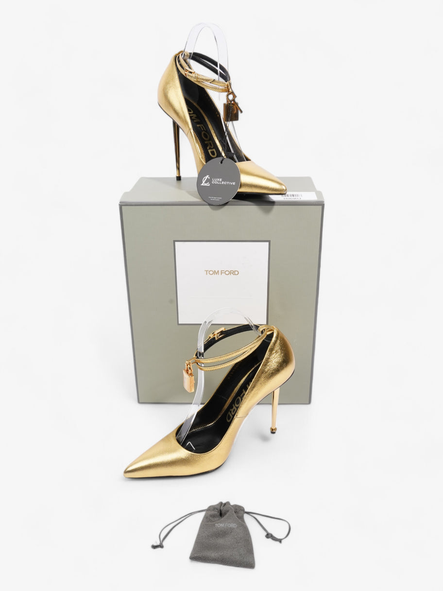 Tom Ford Padlock Heels 100 Gold Leather EU 38 UK 5 Image 11