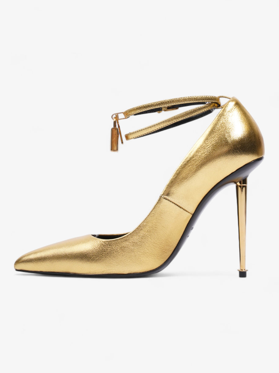 Tom Ford Padlock Heels 100 Gold Leather EU 38 UK 5 Image 3