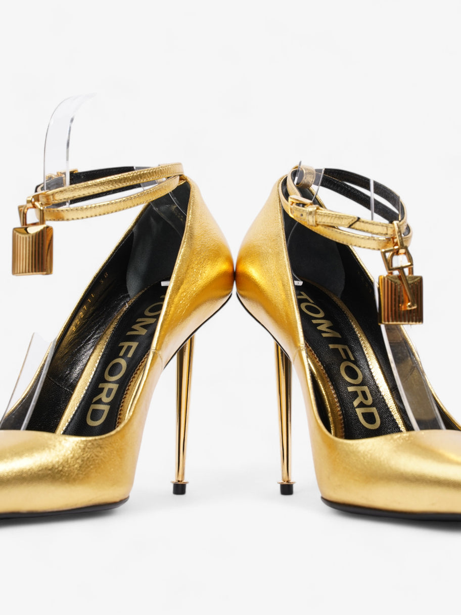 Tom Ford Padlock Heels 100 Gold Leather EU 38 UK 5 Image 6