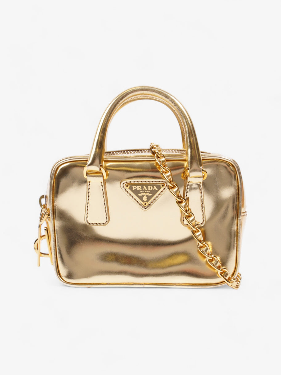 Prada Vitello Handbag Gold Leather Mini Image 1