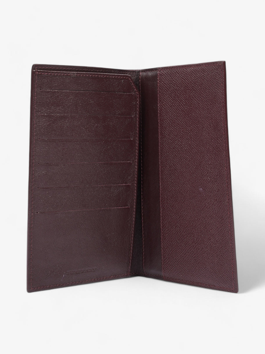 Burberry Bi-Fold Long Wallet Burgundy Leather Image 4