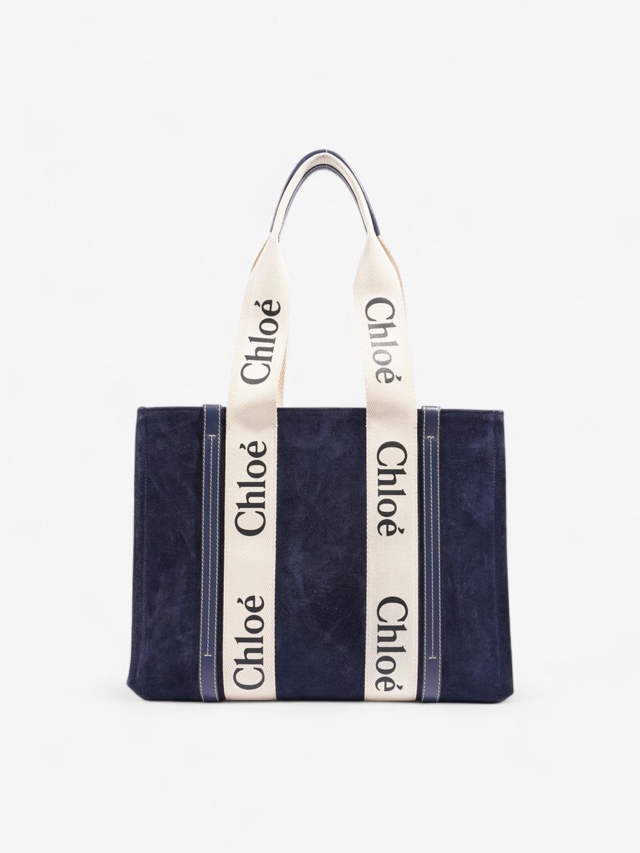 Chloe Woody Tote Navy / Cream Suede Medium Image 1