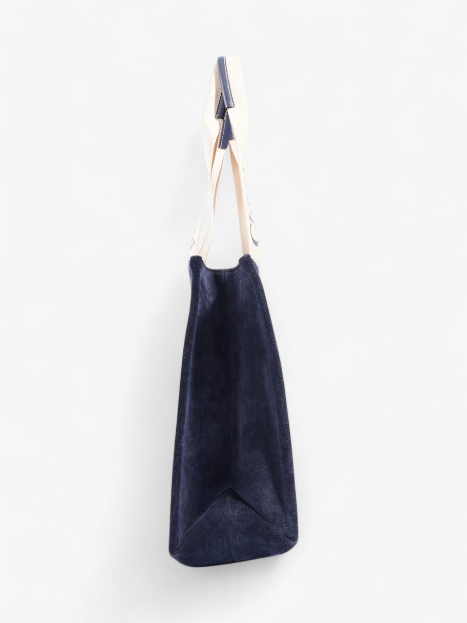 Chloe Woody Tote Navy / Cream Suede Medium Image 5