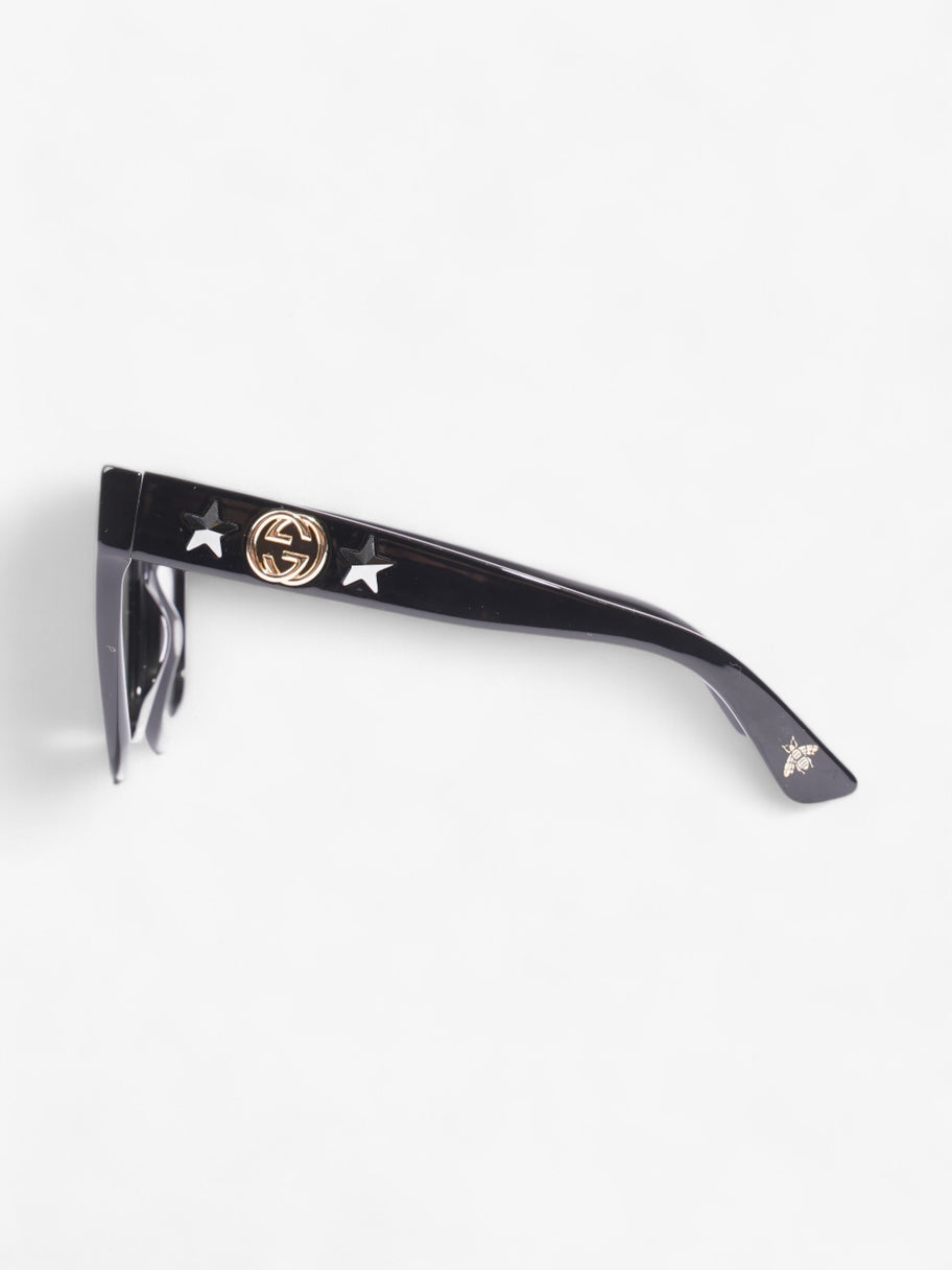 Gucci GG Star Detail Rounded Frame Sunglasses Black Acetate 140mm Image 2