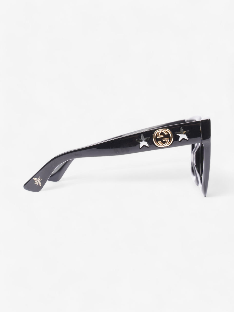 Gucci GG Star Detail Rounded Frame Sunglasses Black Acetate 140mm Image 4