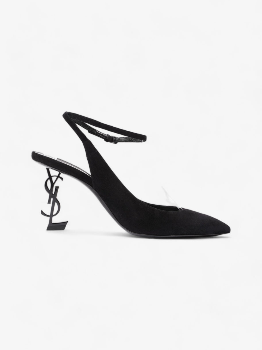 Saint Laurent Opyum Slingback Sandals 85 Black Suede EU 40 UK 7 Image 4