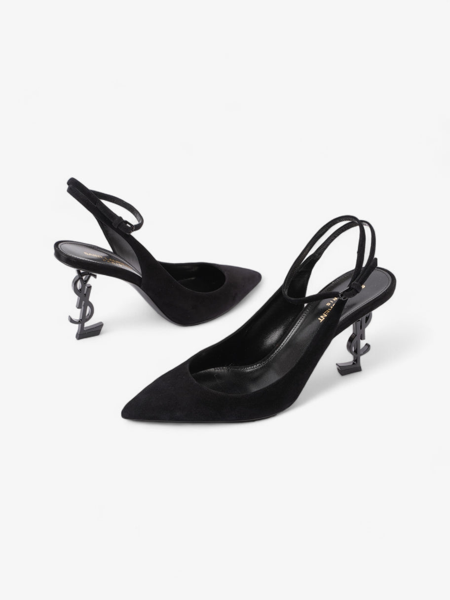 Saint Laurent Opyum Slingback Sandals 85 Black Suede EU 40 UK 7 Image 9