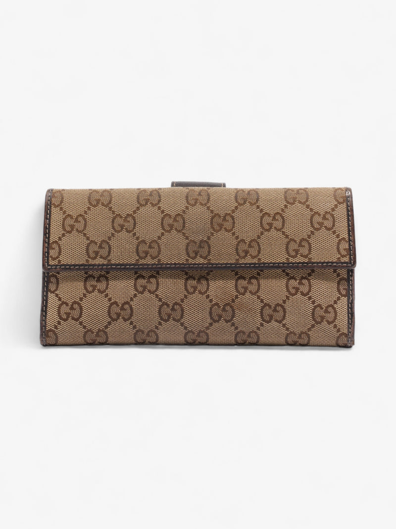  Gucci Continental Wallet Beige And Ebony GG Supreme Canvas