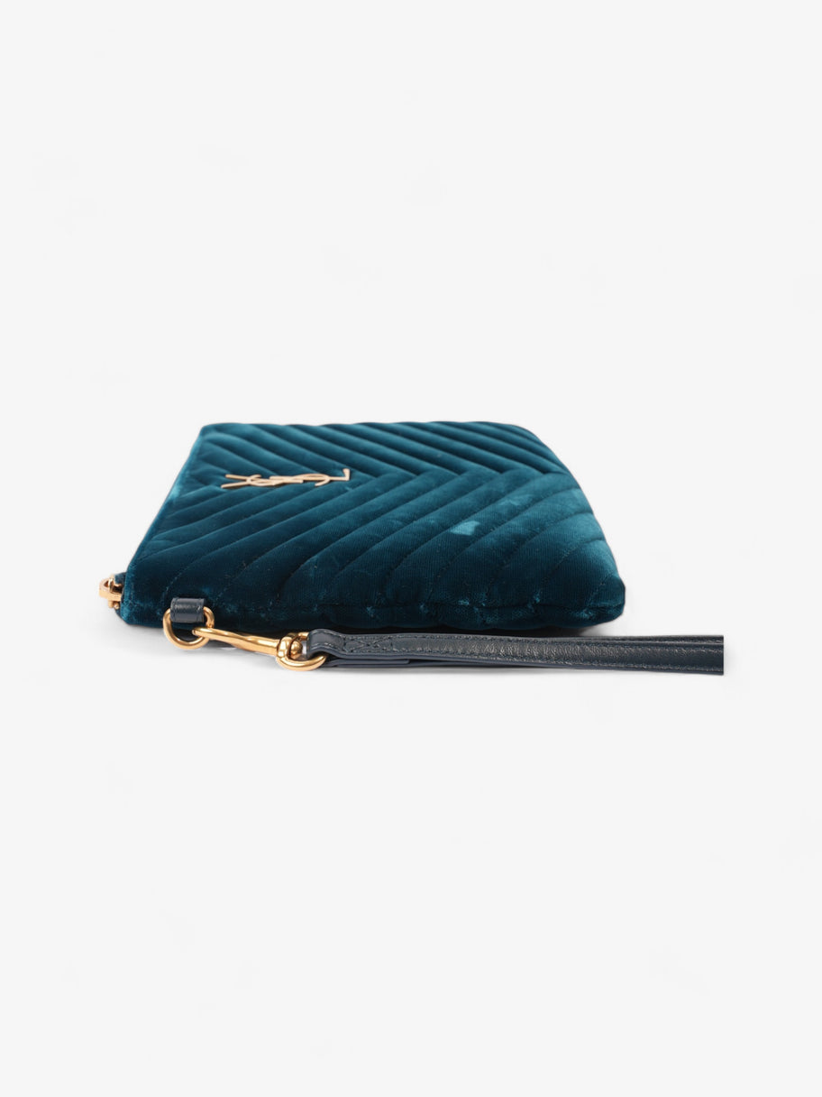 Saint Laurent Monogram Wristlet Midnight Blue Velvet Image 3