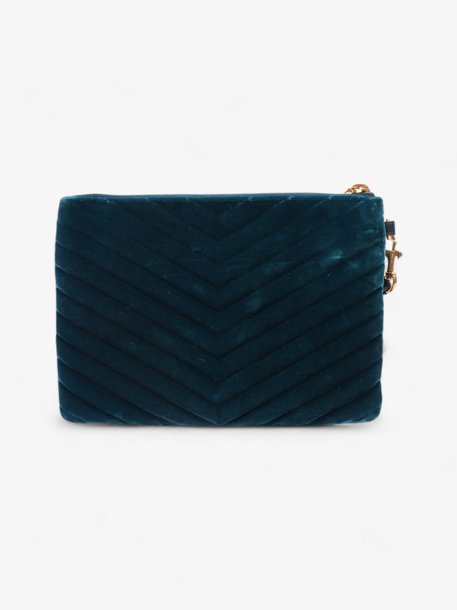 Saint Laurent Monogram Wristlet Midnight Blue Velvet Image 4