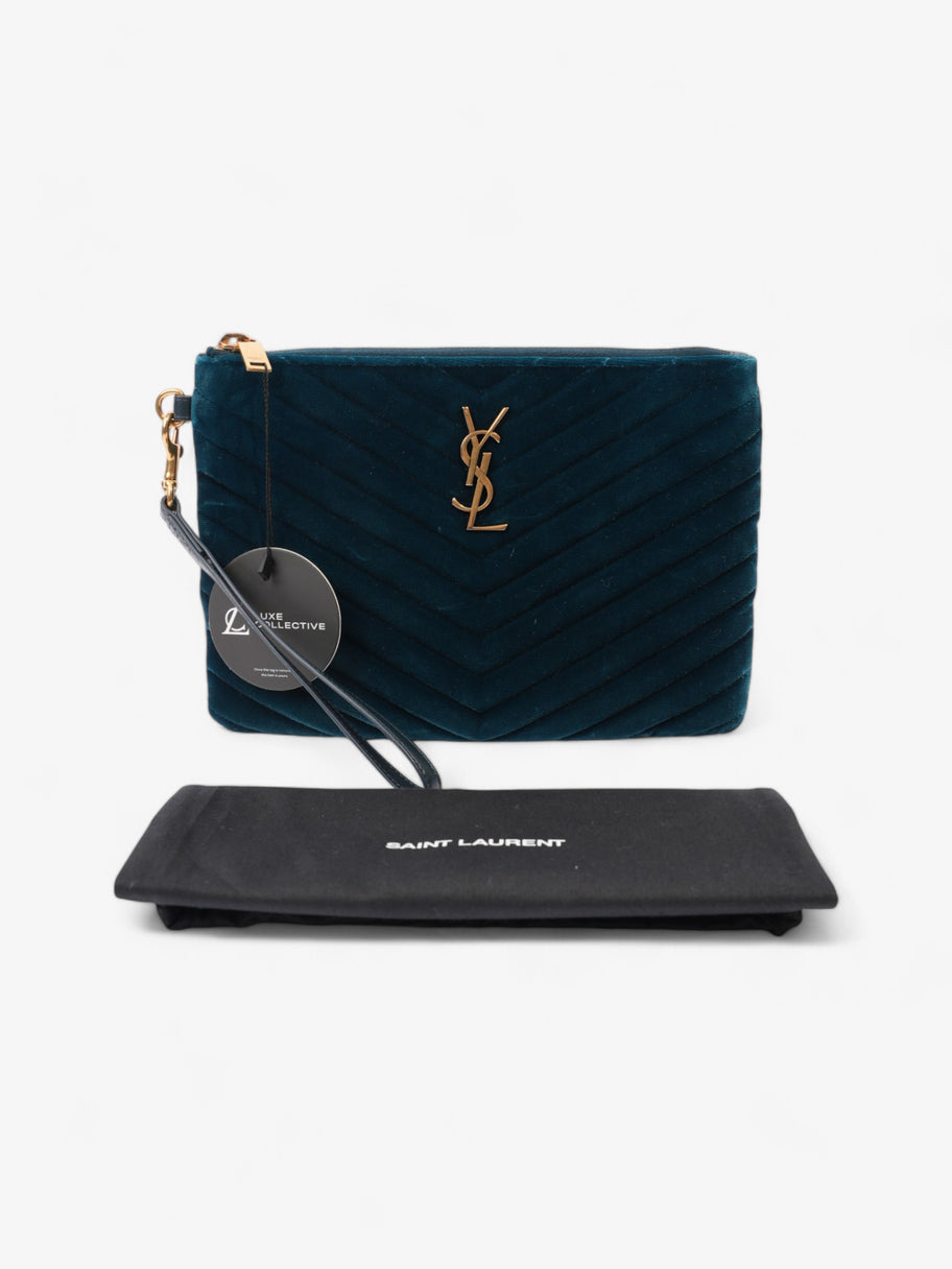 Saint Laurent Monogram Wristlet Midnight Blue Velvet Image 9