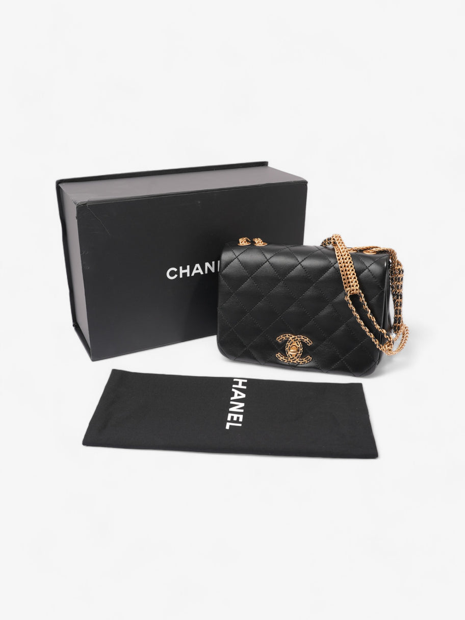 Chanel On And On Full Flap Black Lambskin Leather Small Image 11