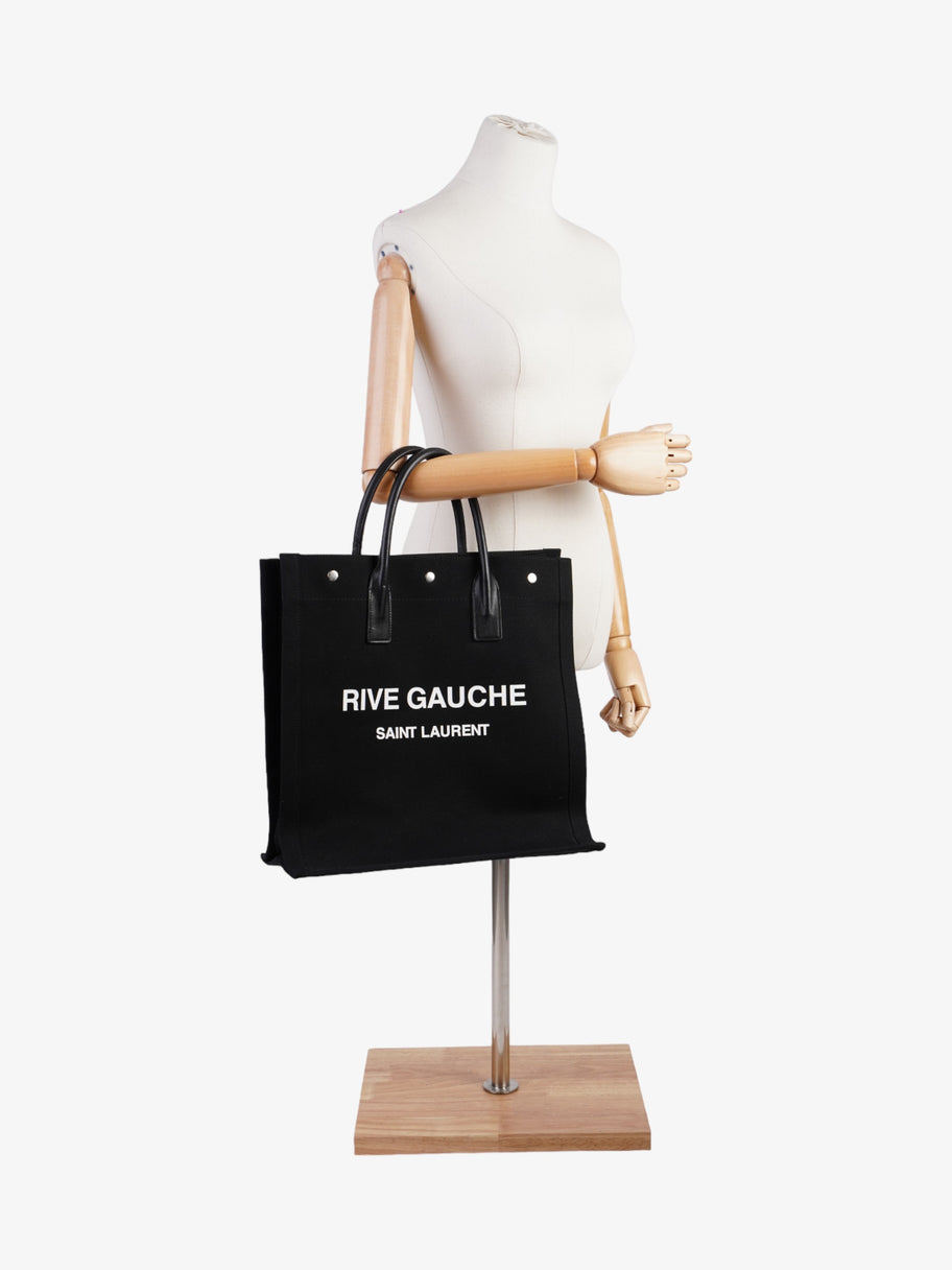 Saint Laurent Rive Gauche Tote Bag Black / White Canvas Image 2