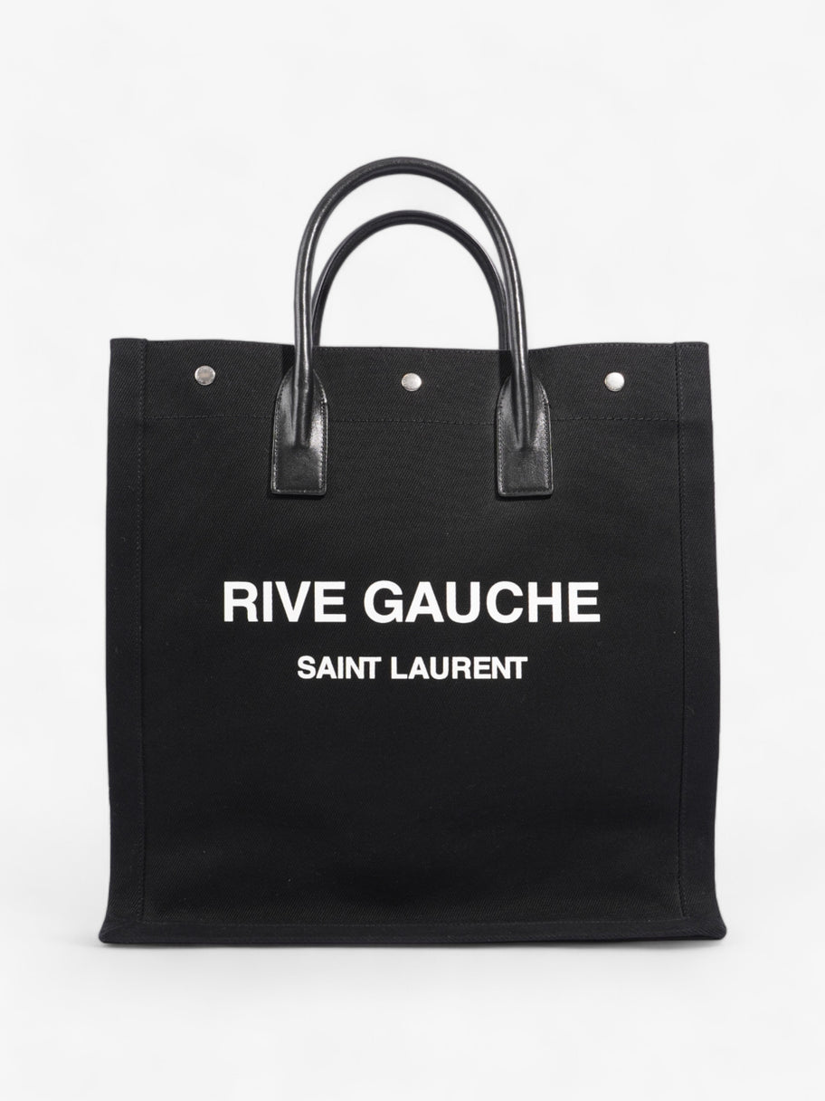 Saint Laurent Rive Gauche Tote Bag Black / White Canvas Image 1