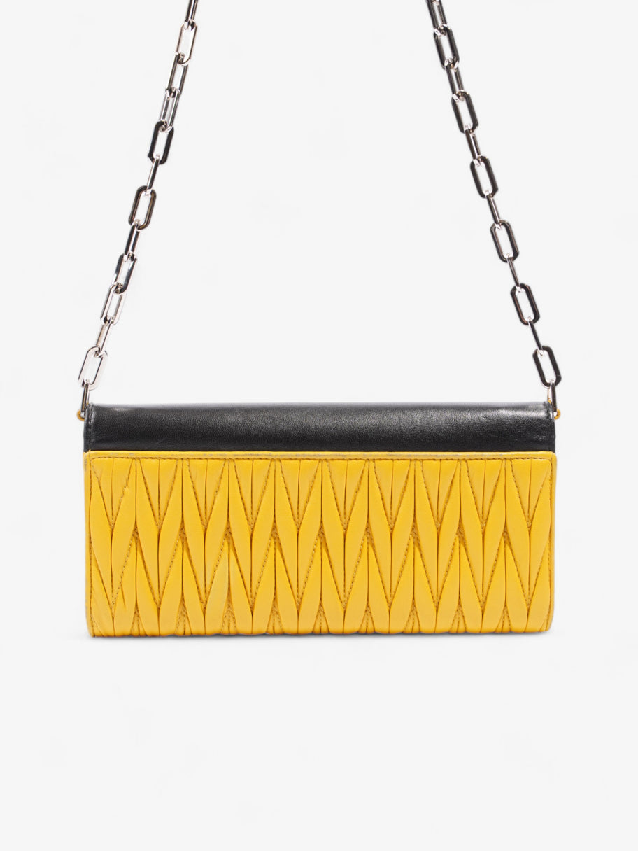 Miu Miu Wallet On Chain Black / Yellow Matelasse Leather Image 4