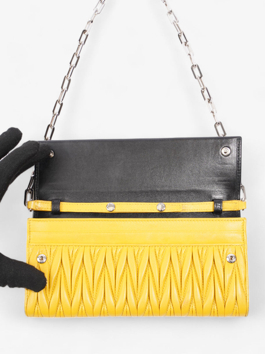 Miu Miu Wallet On Chain Black / Yellow Matelasse Leather Image 7