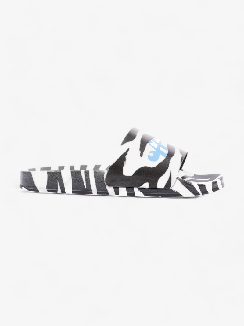  Printed Pool Slides Zebra Print / Blue Rubber EU 40 UK 7