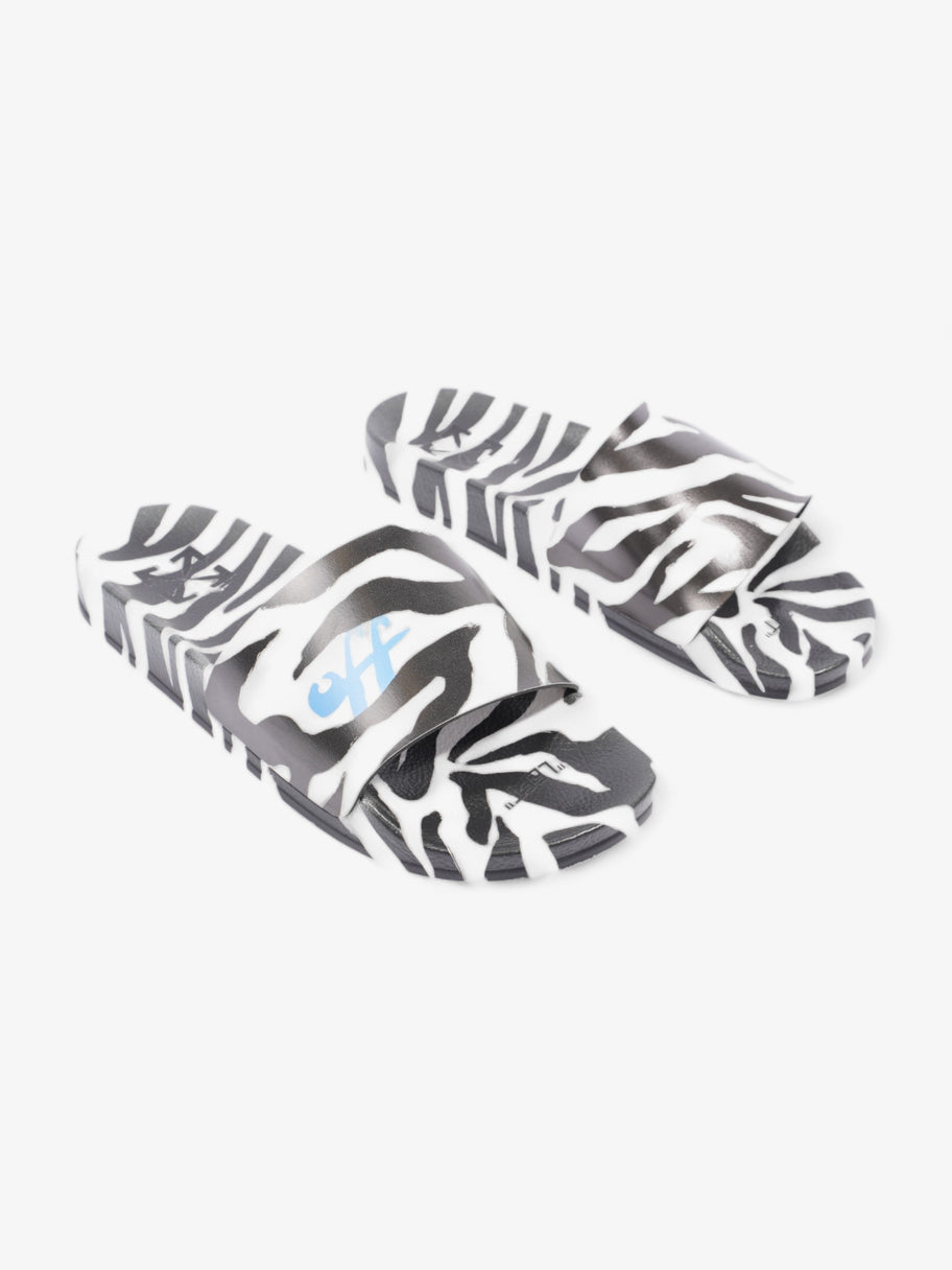 Printed Pool Slides Zebra Print / Blue Rubber EU 40 UK 7 Image 2