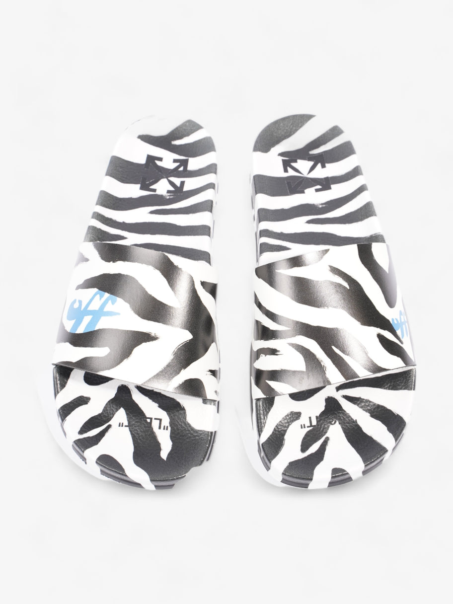 Printed Pool Slides Zebra Print / Blue Rubber EU 40 UK 7 Image 8