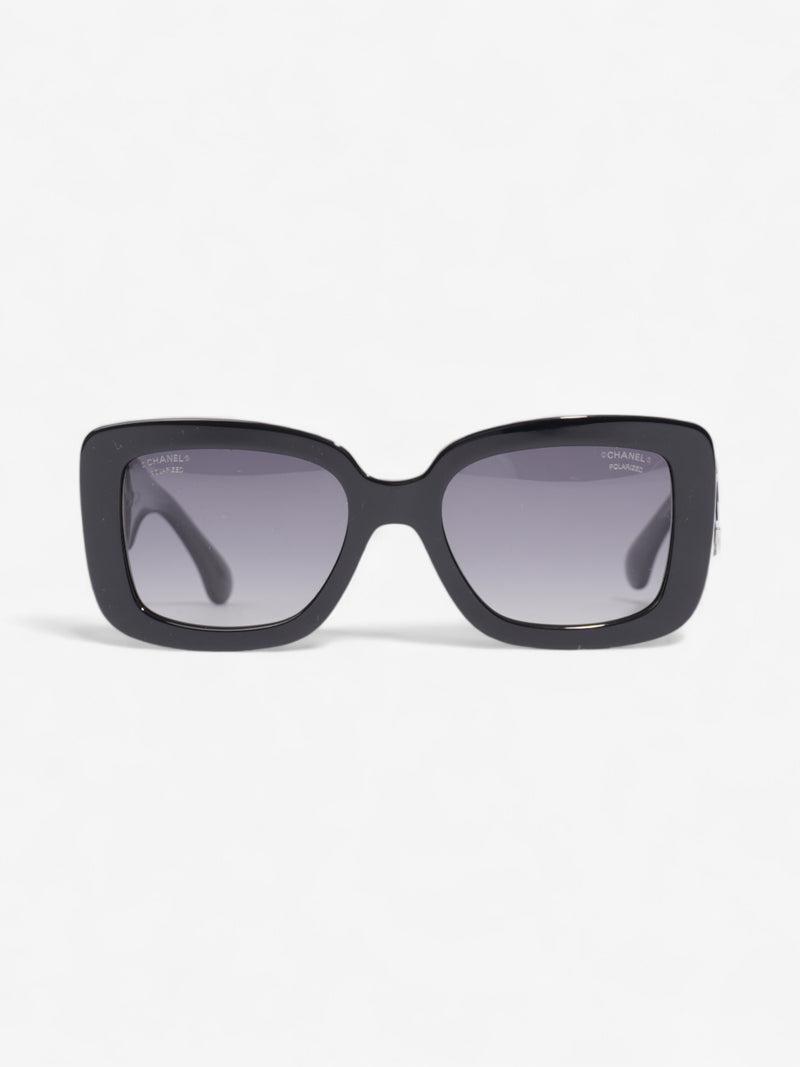  Chanel Rectangular Framed Sunglasses Black Acetate 140mm