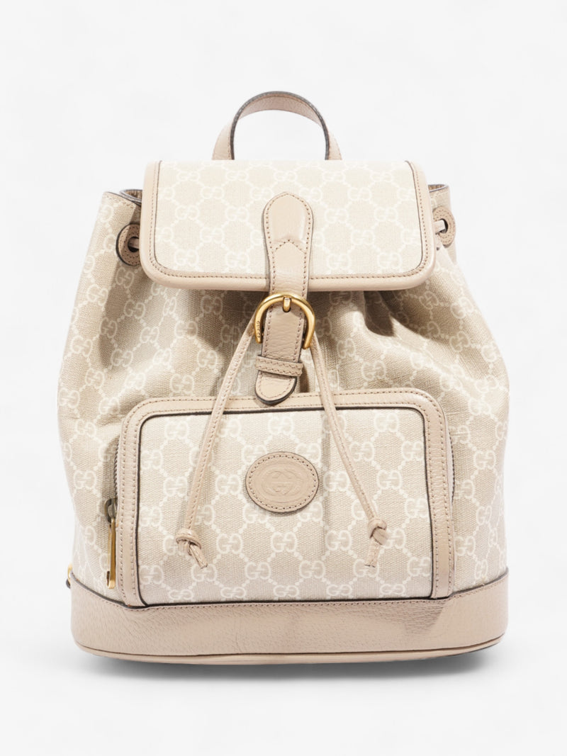  Gucci Interlocking G Backpack Beige And White GG Supreme Coated Canvas Small