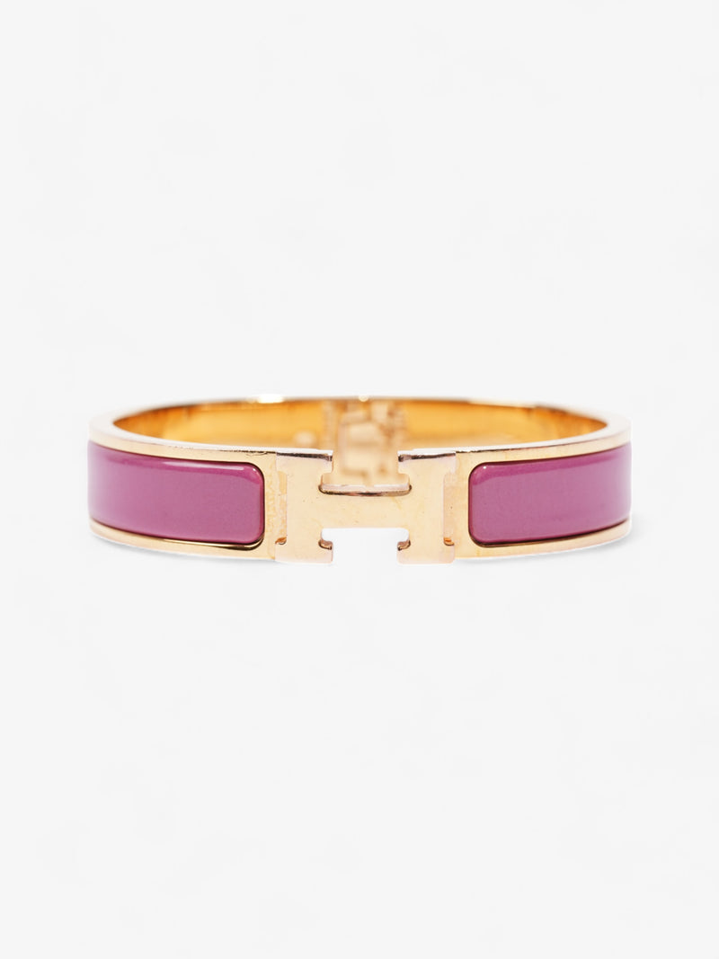  Hermes Clic H Bracelet Gold / Pink Enamel PM