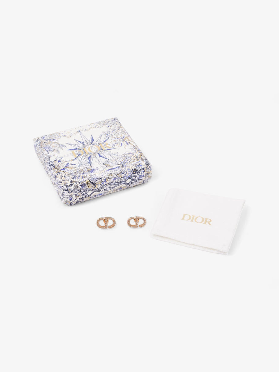 Christian Dior Petit CD Stud Earrings with White Crystals Gold Base Metal Image 5