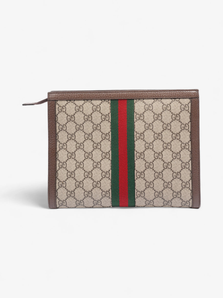 Gucci Ophidia GG Pouch Beige And Ebony GG Supreme / Green And Red Web Coated Canvas Image 4