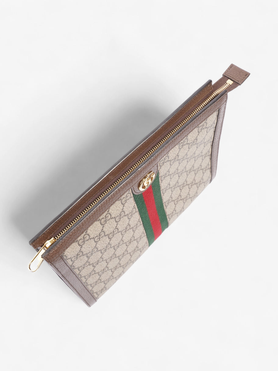 Gucci Ophidia GG Pouch Beige And Ebony GG Supreme / Green And Red Web Coated Canvas Image 7