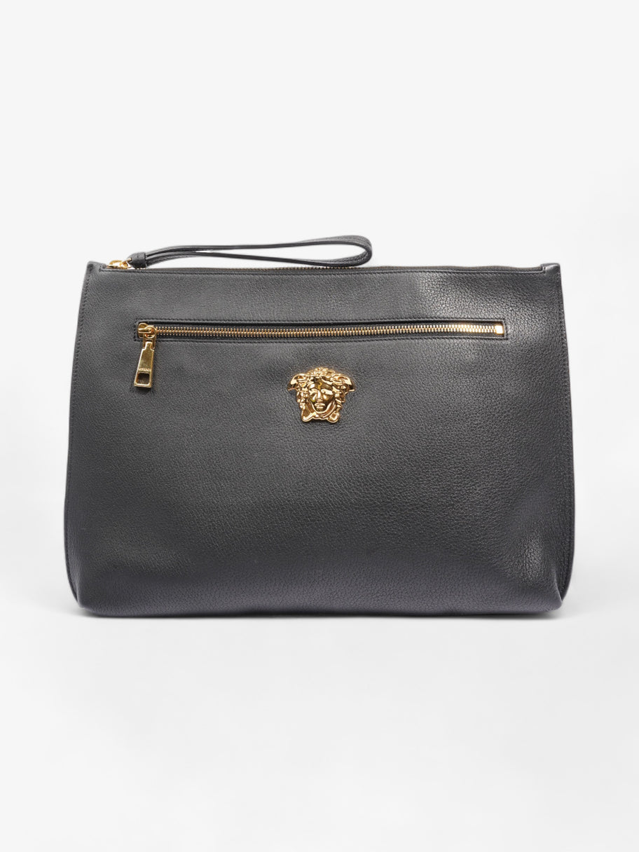 Versace Large Zip Medusa Head Pouch Black Leather Image 1