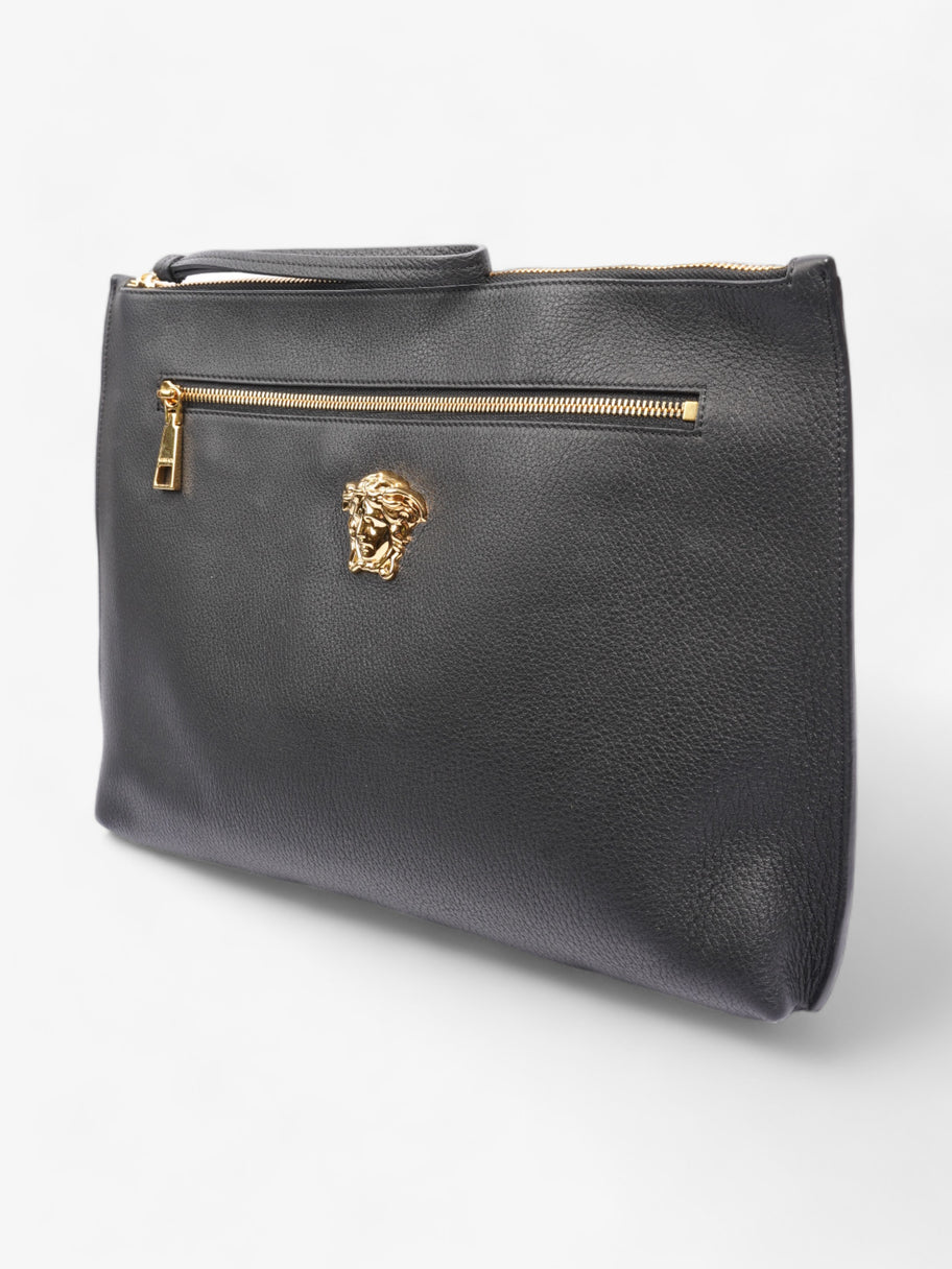 Versace Large Zip Medusa Head Pouch Black Leather Image 2