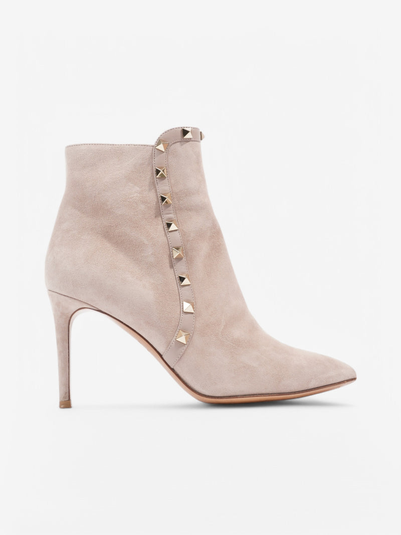  Valentino Rockstud Ankle Boots 85 Nude Suede EU 37 UK 4