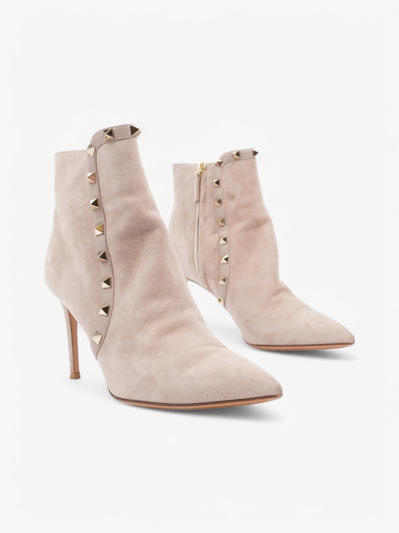  Valentino Rockstud Ankle Boots 85 Nude Suede EU 37 UK 4