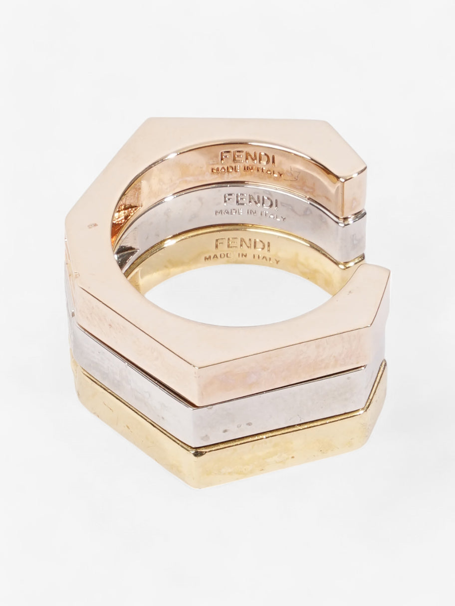 Fendi 3 Stack FF Rings Gold / Bronze / Silver Base Metal Medium (Circumference - 55mm) Image 3