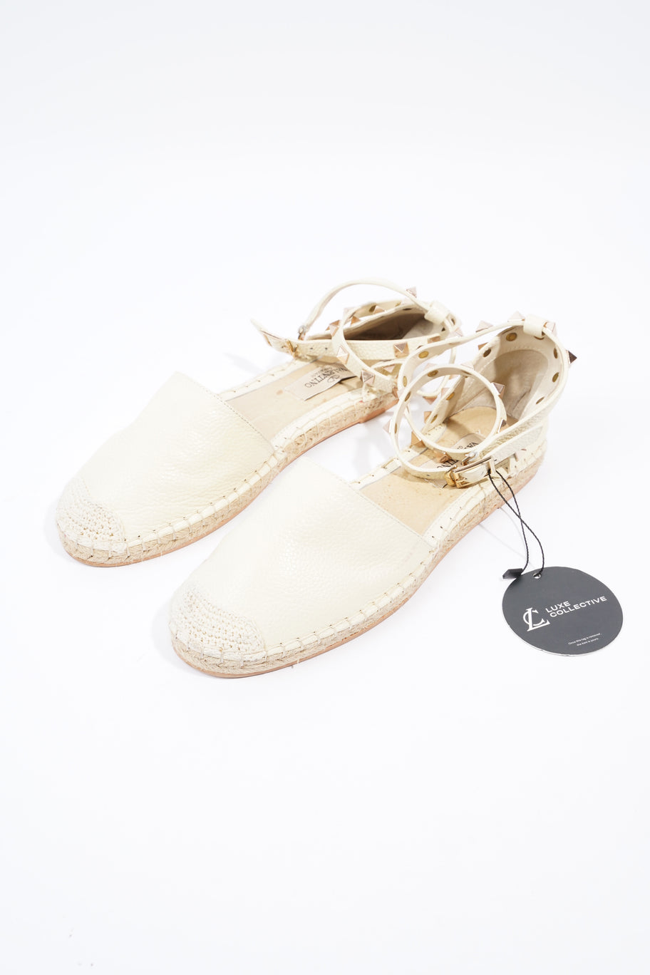 Rockstud Espadrille Cream Leather EU 38 UK 5 Image 9