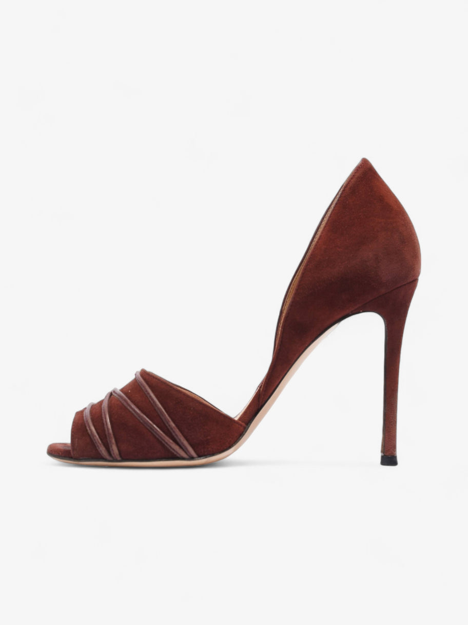 Gianvito Rossi Open Toe Heels 100 Burgundy Suede EU 37.5 UK 4.5 Image 3