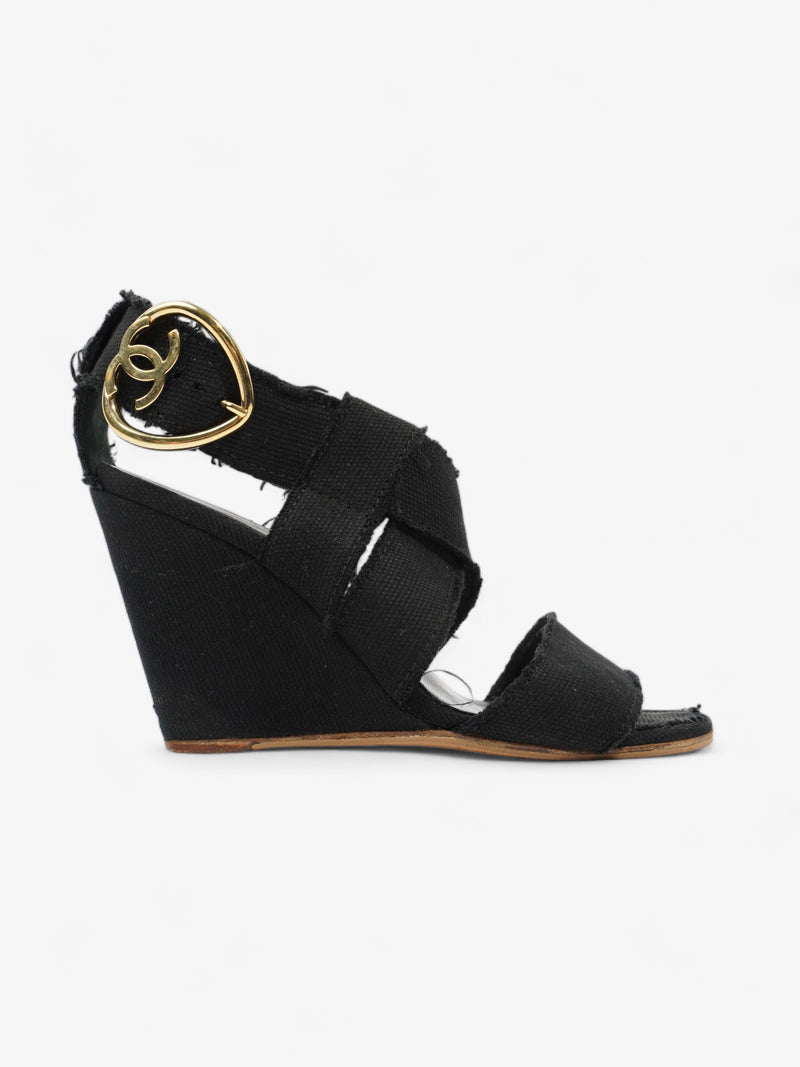  Wedge Black Canvas EU 38 UK 5