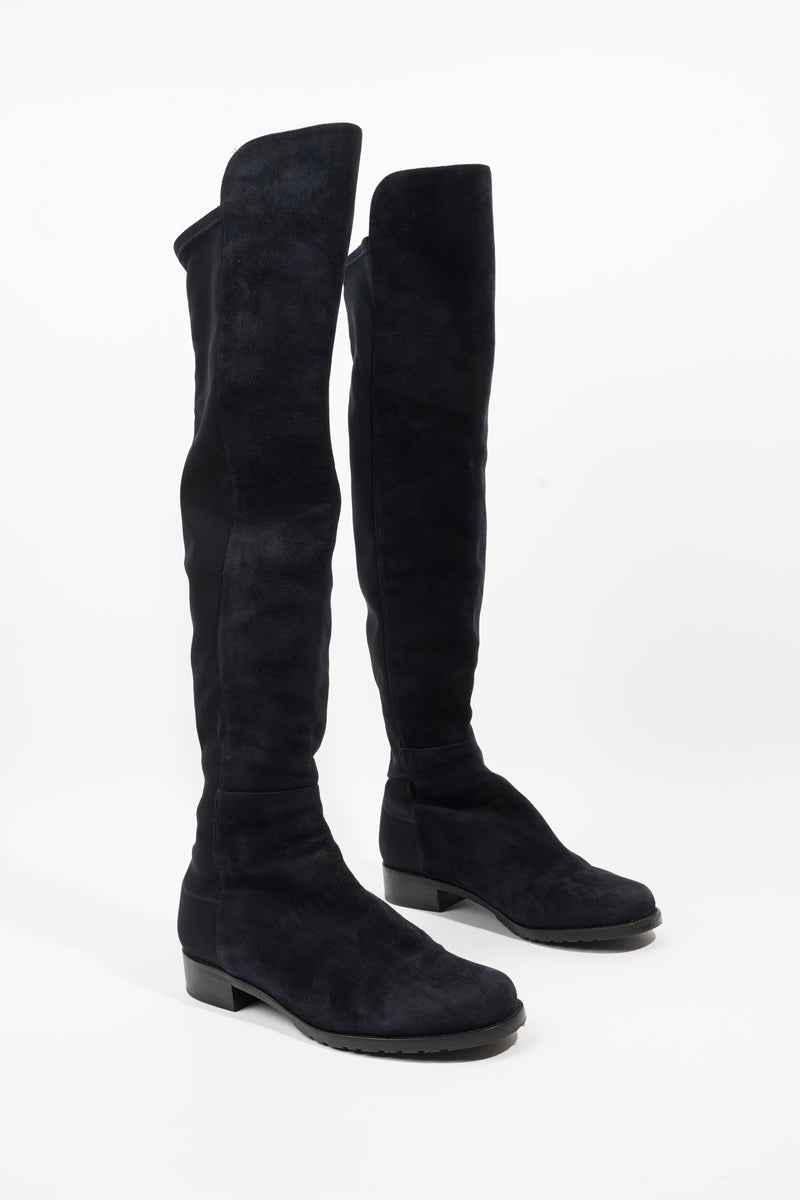  Stuart Weitzman Knee High Boot Navy Suede EU 37.5 UK 4.5