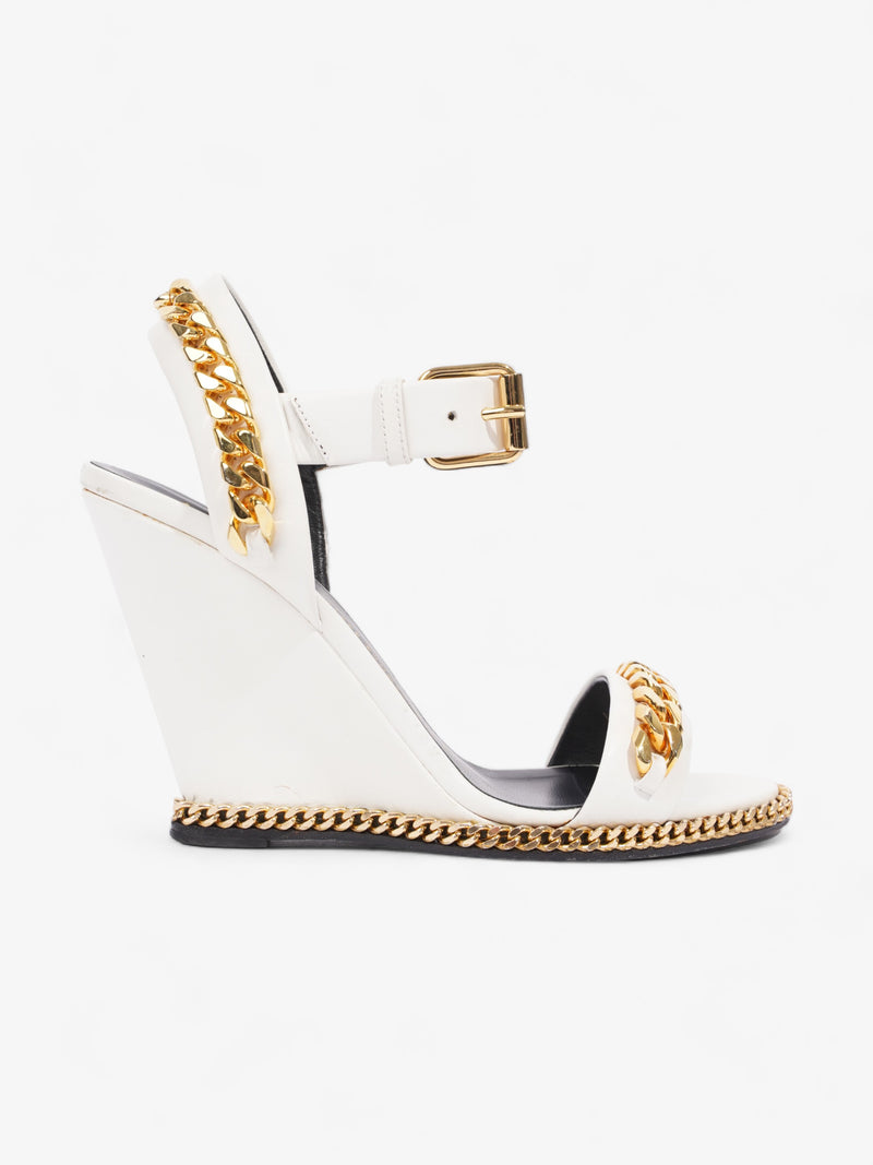  Giuseppe Zanotti Wedge White / Gold Leather EU 37.5 UK 4.5