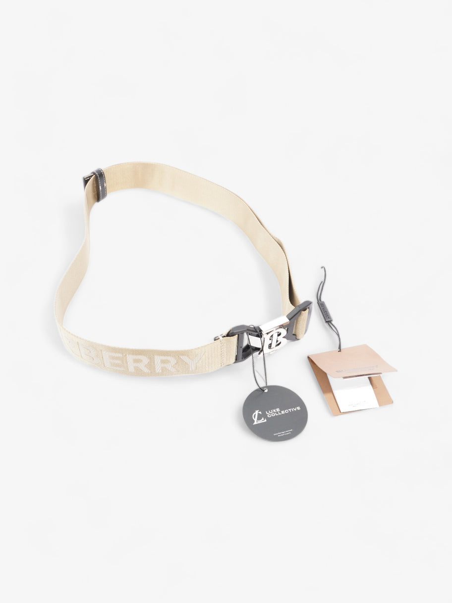 Burberry TB Sport Clip Belt Beige / Black Canvas 100cm 40